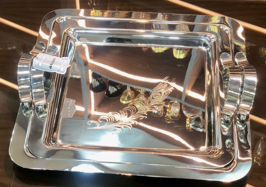 طقم صينيه تقديم استانلس 18/10 2 قطعه