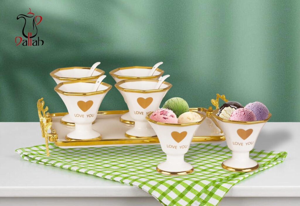 طقم جيلي + ايس كريم بورسلين 13 ق