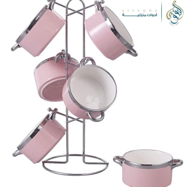 طقم مج شوربه بورسلين علي حامل 7 قطع