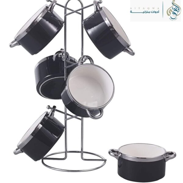 طقم مج شوربه بورسلين علي حامل 7 قطع