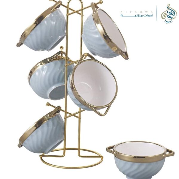 طقم مج شوربه بورسلين علي حامل 7 قطع