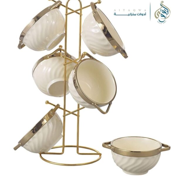 طقم شوربه بورسلين علي حامل 7 قطع