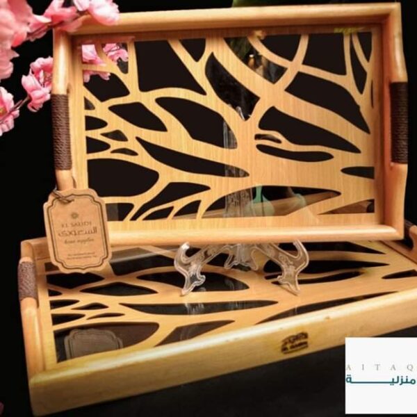 طقم صواني تقديم خشب 2 قطعه