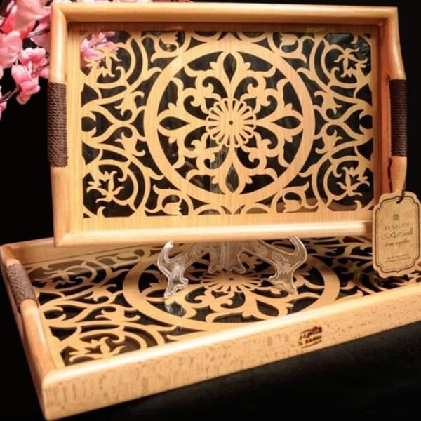 طقم صواني تقديم خشب 2 قطعه