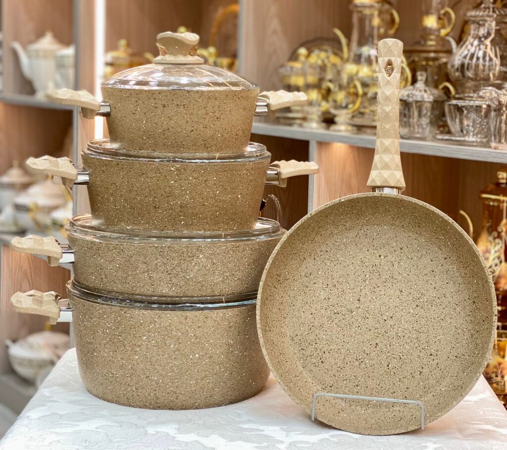 طقم حلل مدور جرانيت تركي 9 قطع