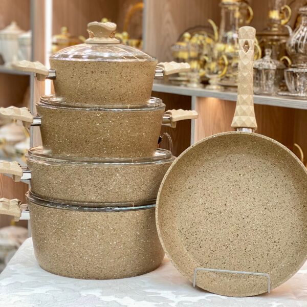 طقم حلل مدور جرانيت تركي 9 قطع