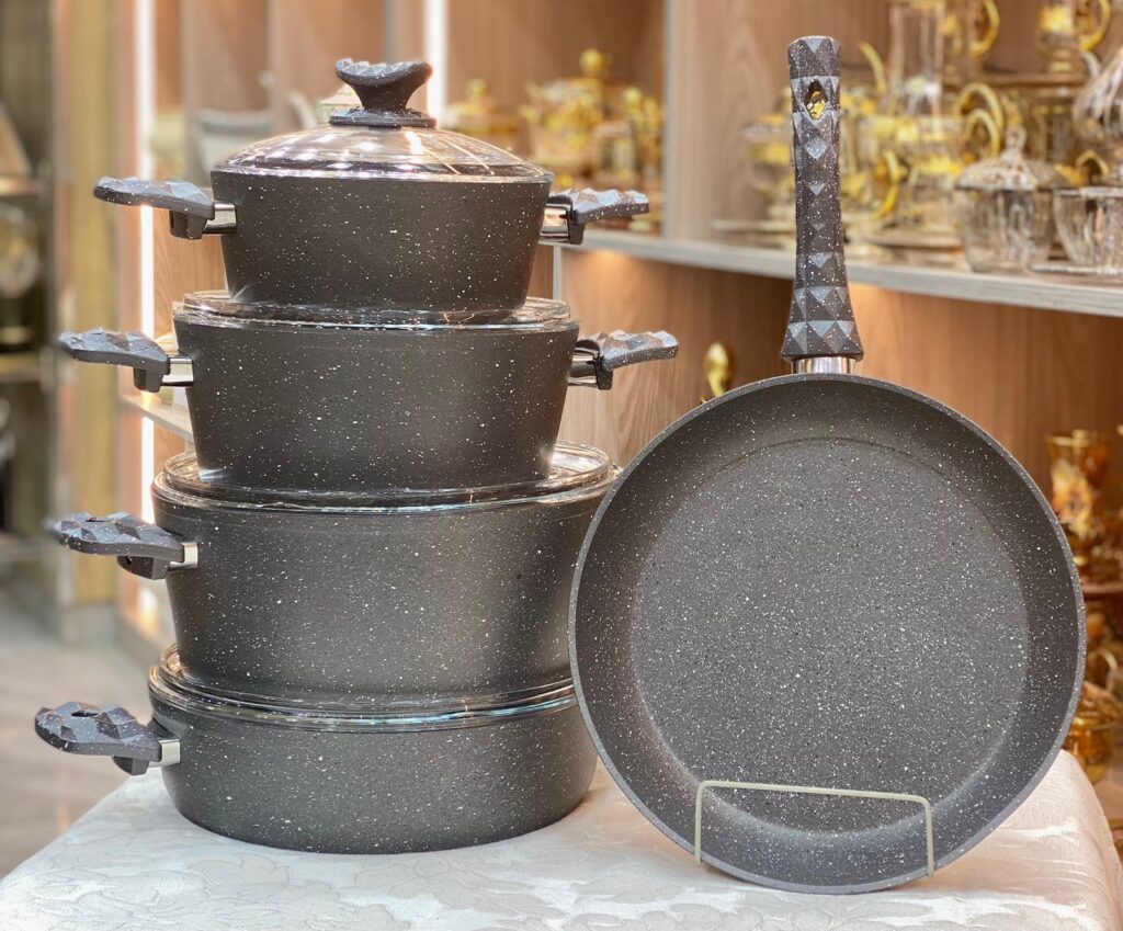 طقم حلل مدور جرانيت تركي 9 قطع