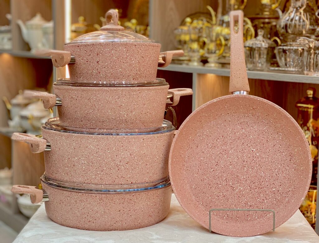 طقم حلل مدور جرانيت تركي 9 قطع