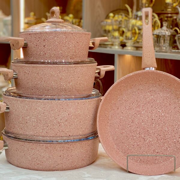 طقم حلل مدور جرانيت تركي 9 قطع