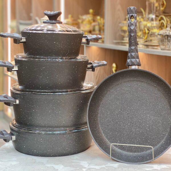 طقم حلل مدور جرانيت تركي 9 قطع