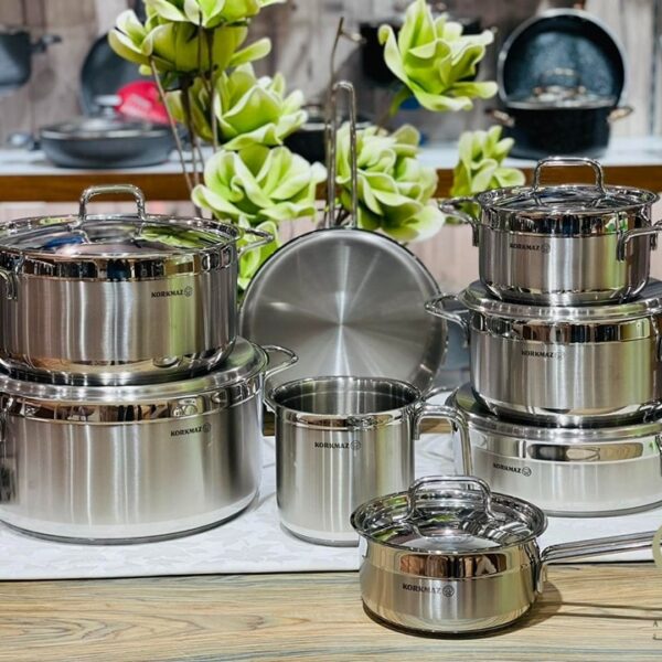 طقم حلل استانلس كوركماز تركي 14 قطعه