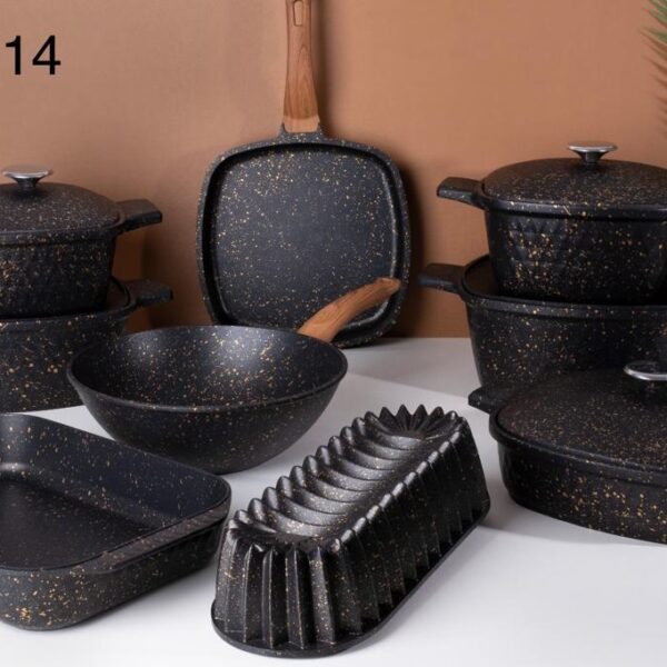 طقم حلل جرانيت مربع 14 قطعه تركي