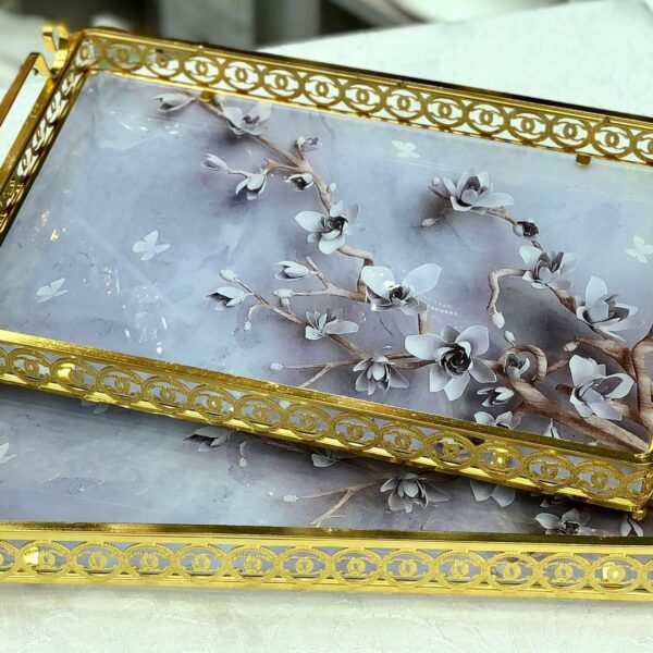 طقم صواني تقديم زجاج 2 قطعه