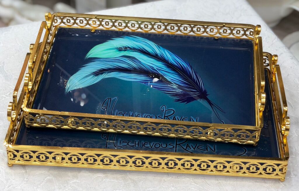 طقم صواني تقديم زجاج 2 قطعه