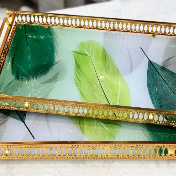 طقم صواني تقديم زجاج 2 قطعه