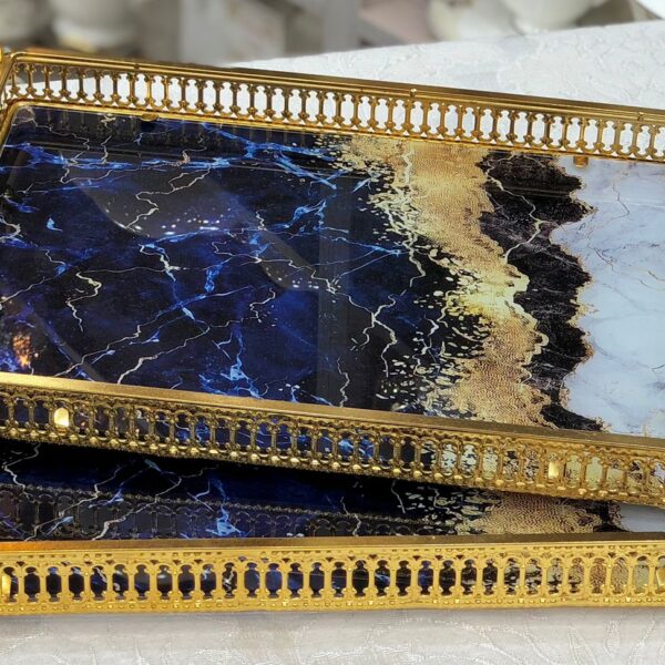 طقم صواني تقديم زجاج 2 قطعه