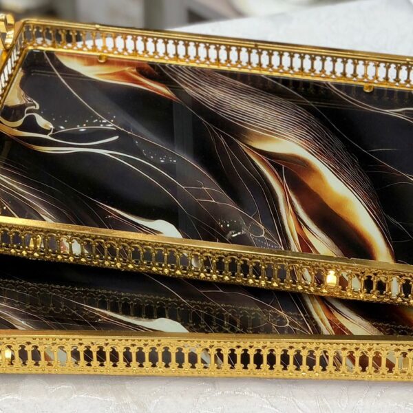 طقم صواني تقديم زجاج 2 قطعه