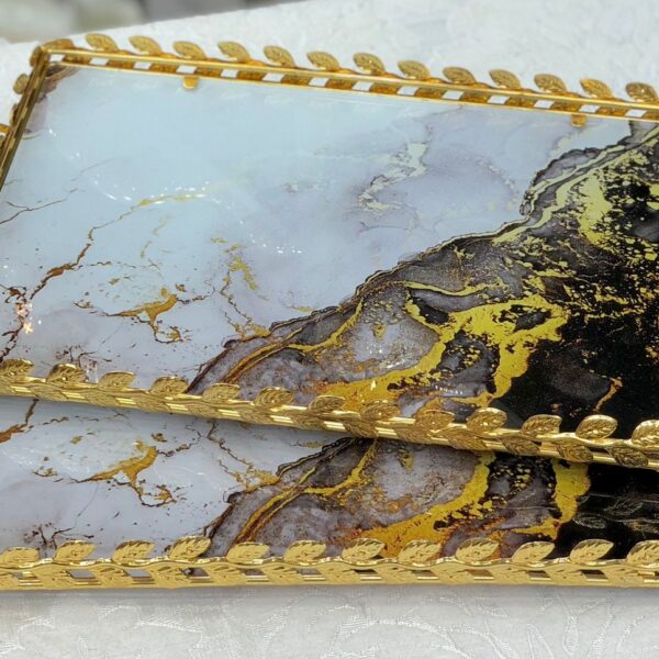 طقم صواني تقديم زجاج 2 قطعه