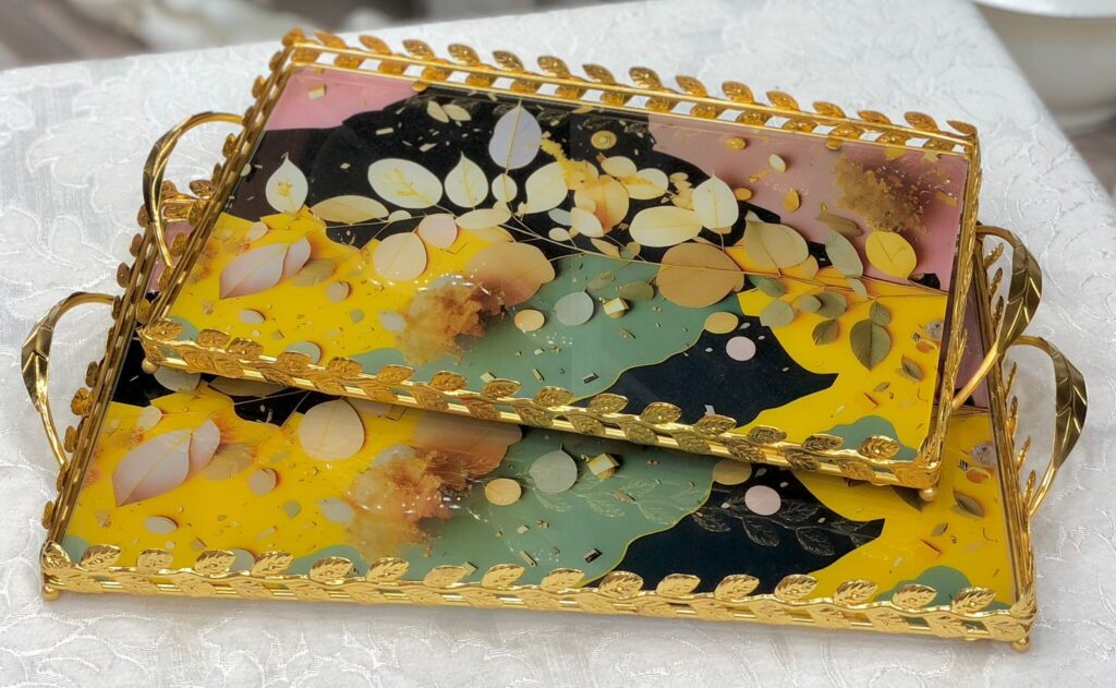 طقم صواني تقديم زجاج 2 قطعه