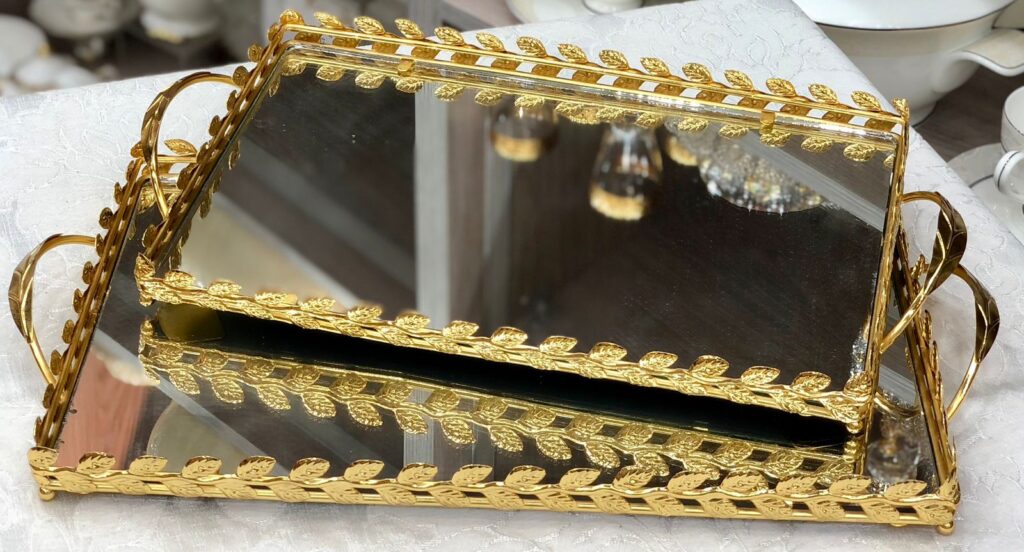 طقم صواني تقديم زجاج 2 قطعه