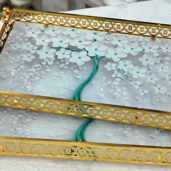 طقم صواني تقديم زجاج 2 قطعه