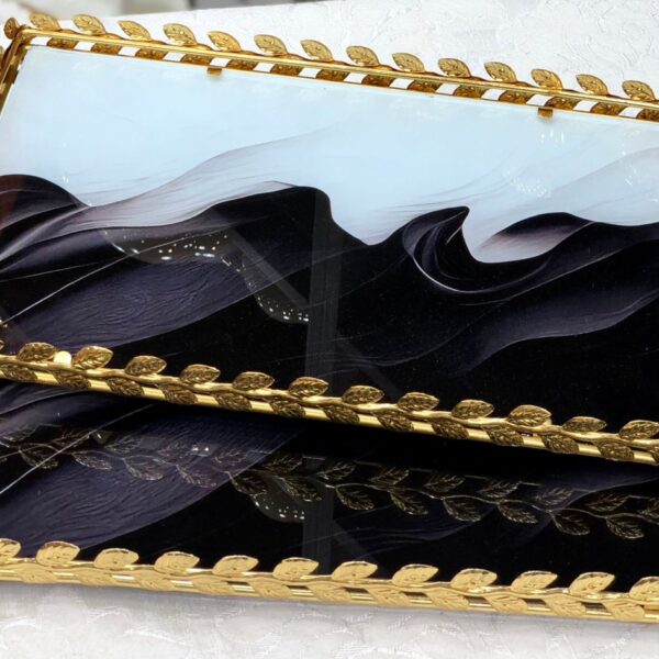 طقم صواني تقديم زجاج 2 قطعه