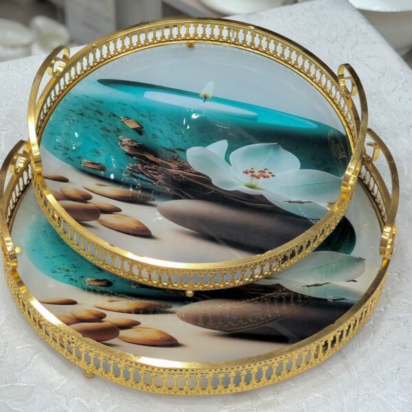 طقم صواني تقديم زجاج 2 قطعه