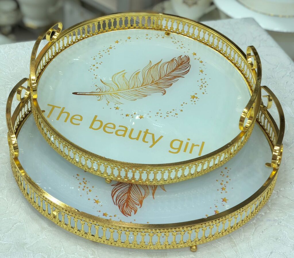 طقم صواني  تقديم زجاج 2 قطعه