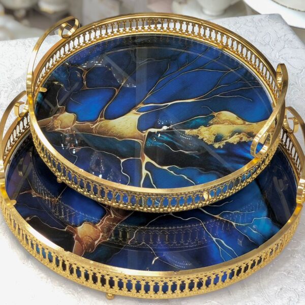 طقم صواني تقديم زجاج 2 قطعه