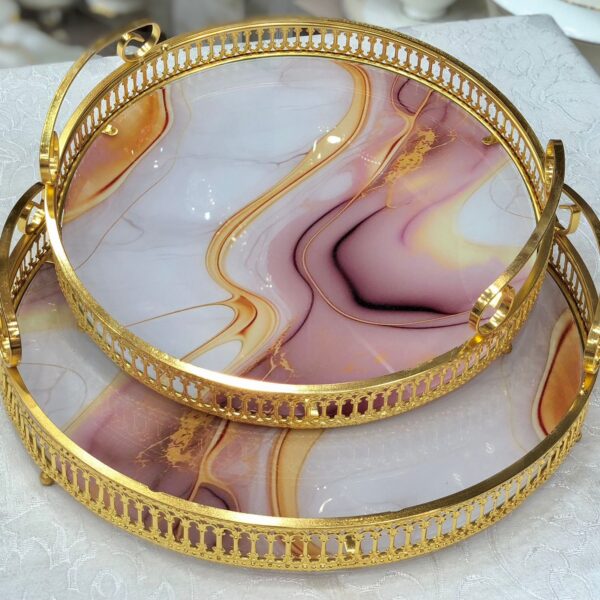 طقم صواني تقديم زجاج 2 قطعه