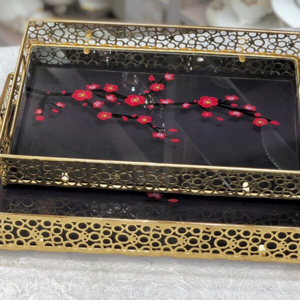 طقم صواني تقديم زجاج 2 قطعه