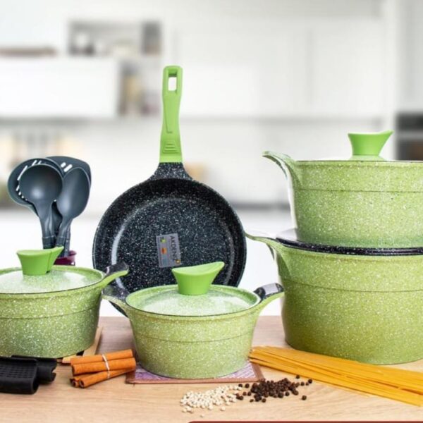 طقم حلل جرانيت مدور تركي 17 قطعه