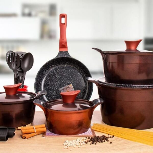 طقم حلل جرانيت مدور تركي 17 قطعه