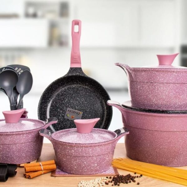 طقم حلل جرانيت مدور تركي 17 قطعه