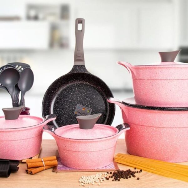 طقم حلل جرانيت مدور تركي 17 قطعه