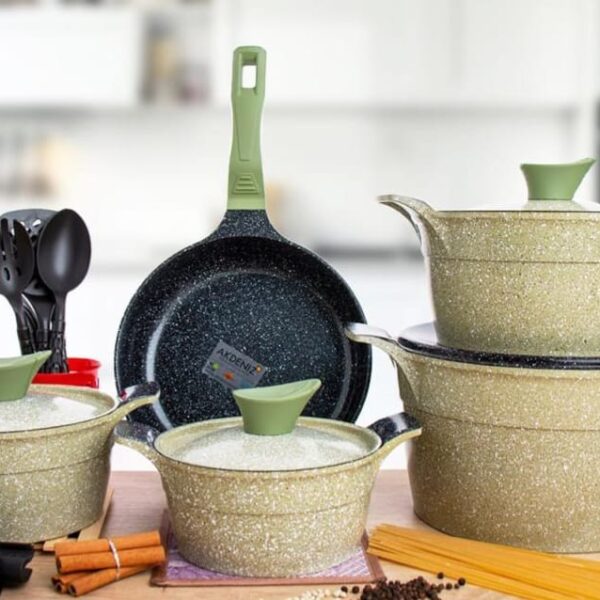 طقم حلل جرانيت مدور تركي 17 قطعه