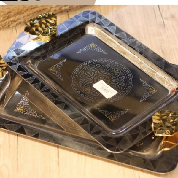 طقم صواني تقديم استانلس 2 قطعه