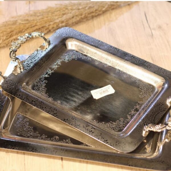 طقم صواني تقديم استانلس 2 قطعه