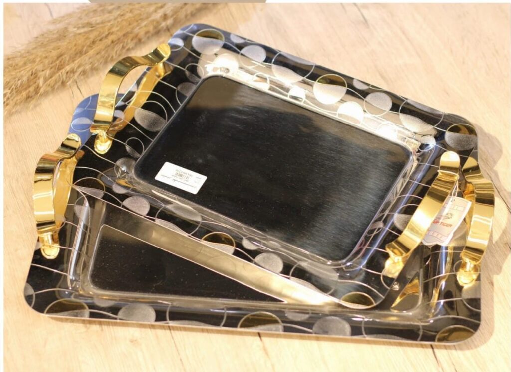 طقم صواني تقديم استانلس 2 قطعه