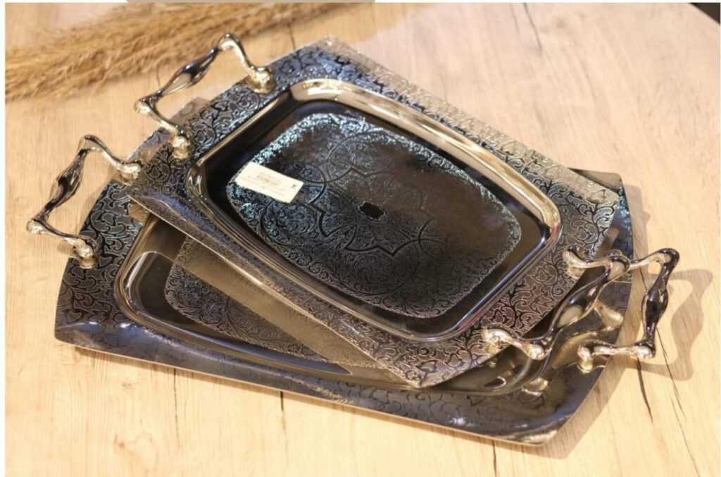 طقم صواني تقديم استانلس 2 قطعه