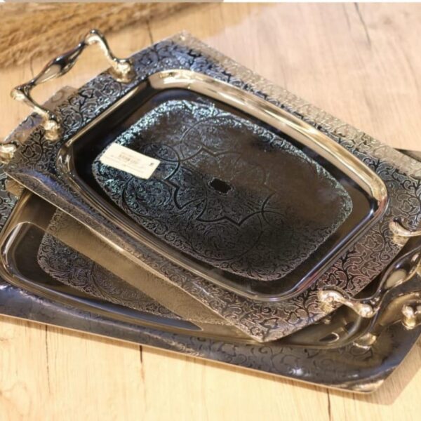 طقم صواني تقديم استانلس 2 قطعه