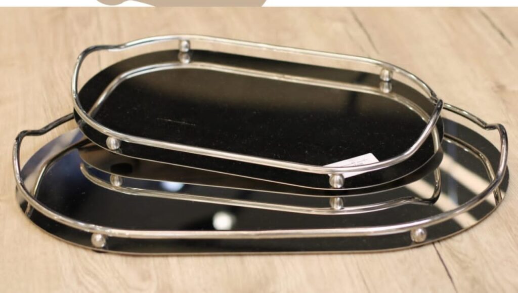 طقم صواني تقديم استانلس 2 قطعه