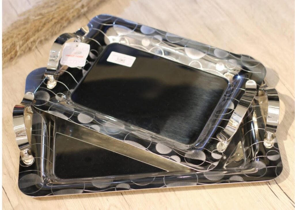 طقم صواني تقديم استانلس 2 قطعه