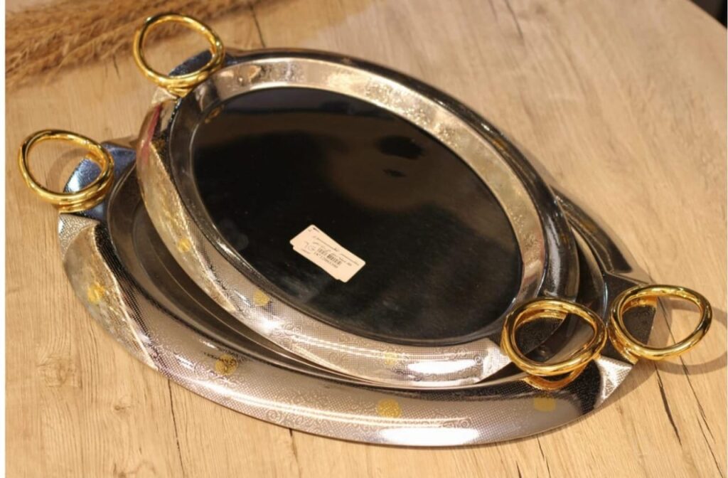 طقم صواني تقديم استانلس 2 قطعه