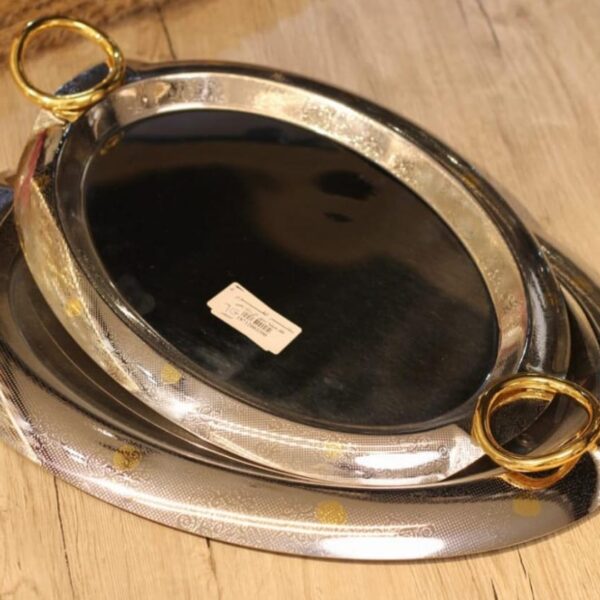 طقم صواني تقديم استانلس 2 قطعه