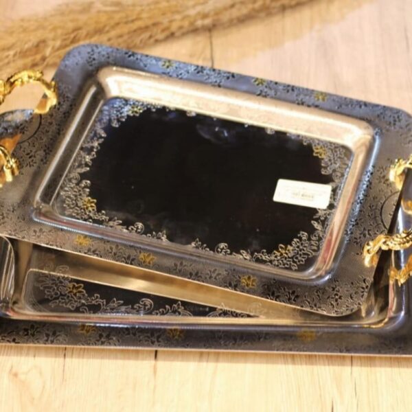 طقم صواني تقديم استانلس 2 قطعه