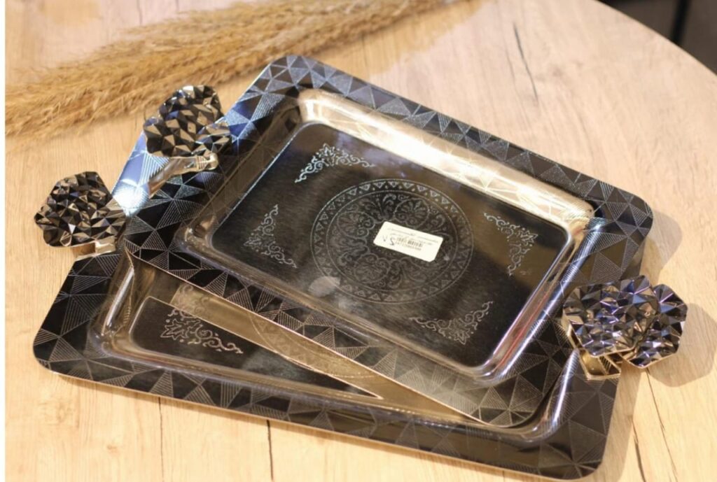 طقم صواني تقديم استانلس 2 قطعه