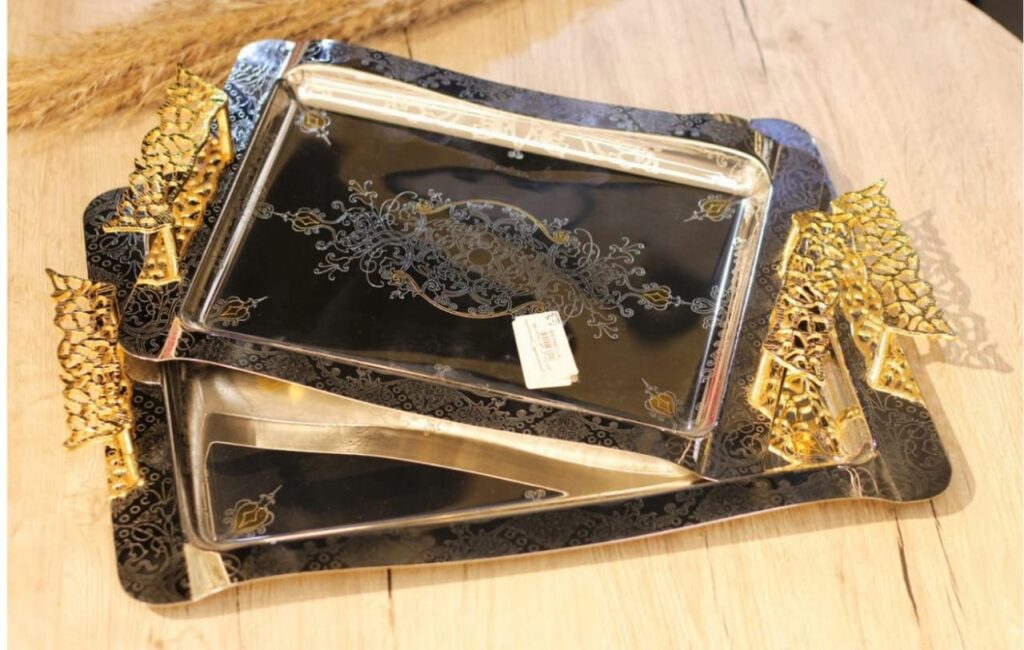 طقم صواني تقديم استانلس 2 قطعه