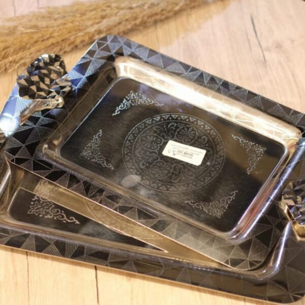 طقم صواني تقديم استانلس 2 قطعه