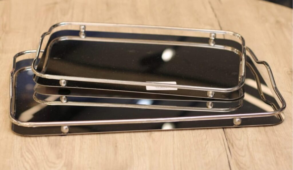 طقم صواني تقديم استانلس 2 قطعه